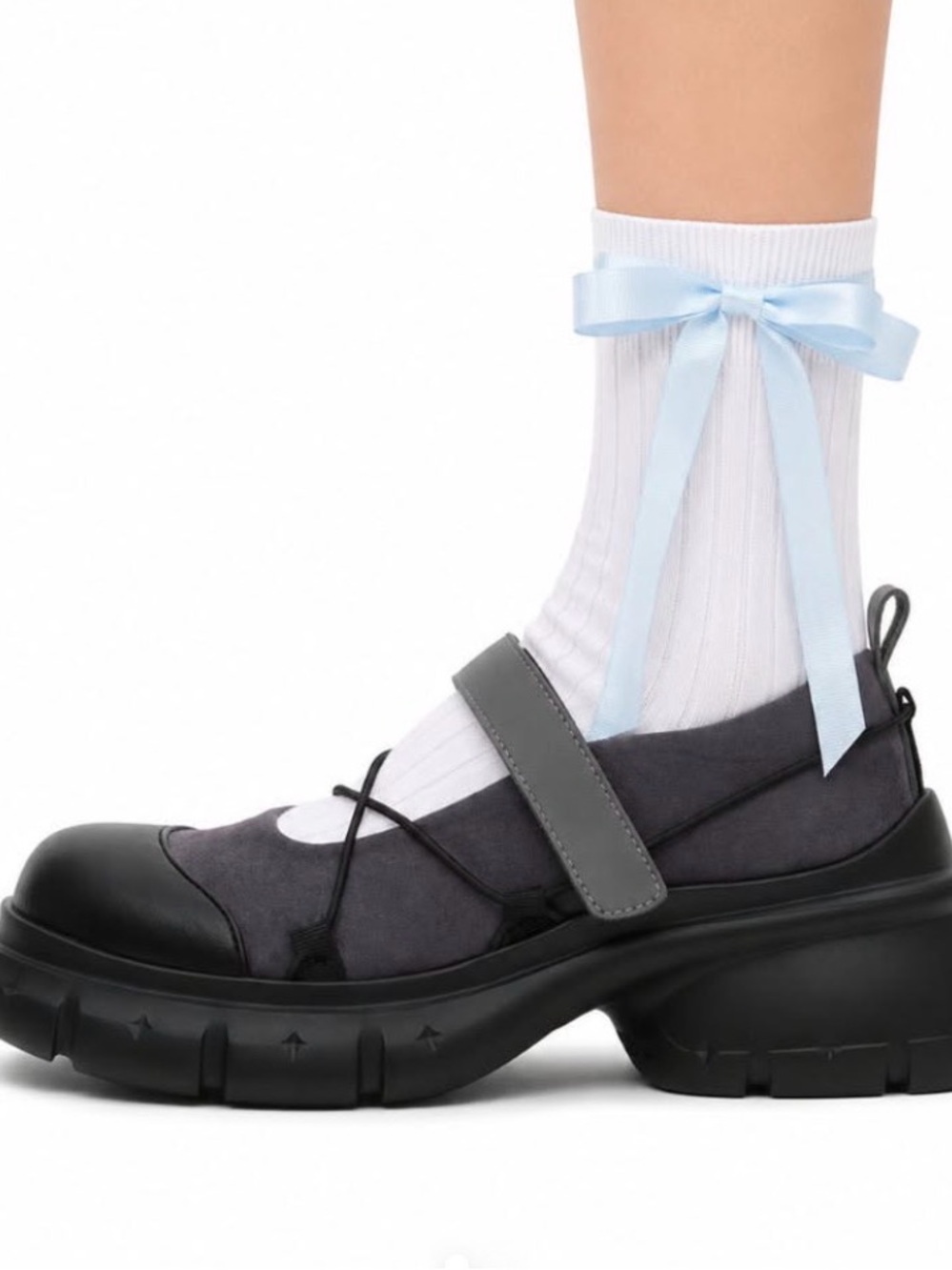 Chunky Mary Jane Platform Sneaker Shoe in Charcoal and Black 9.5